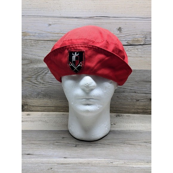 Vintage Red Sportina Cotton Blend Beret Hat Made in Hong Kong - Picture 1 of 7